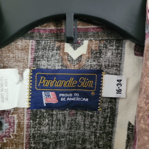 Men 16 -34 Panhandle Slim Brown Aztec Western Snap Longsleeves Button Up shirt - Picture 5 of 9